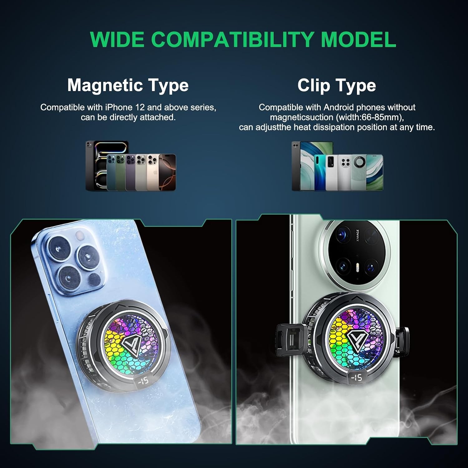 Cell Phone Cooler Heatsink for Gaming,Phone Cooling Fan Cooler for iPhone/iPad t - Image 2