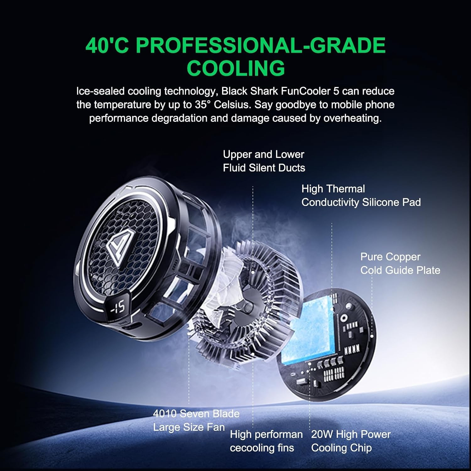 Cell Phone Cooler Heatsink for Gaming,Phone Cooling Fan Cooler for iPhone/iPad t - Image 3