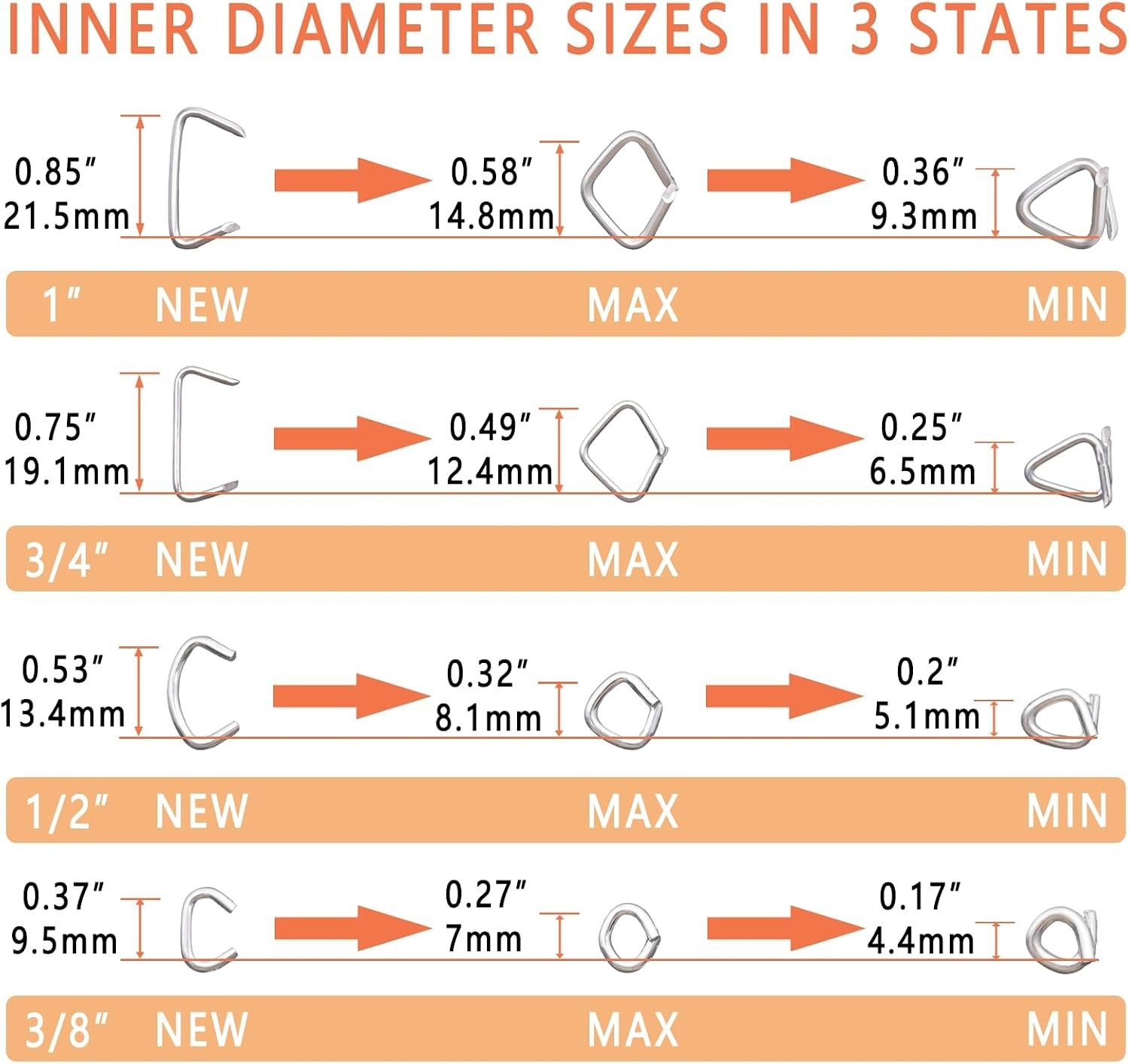 Bent Hog Ring Pliers Kit with 100 pcs Galvanized Hog Rings (3/8", 1/2", 3/4", - Image 7