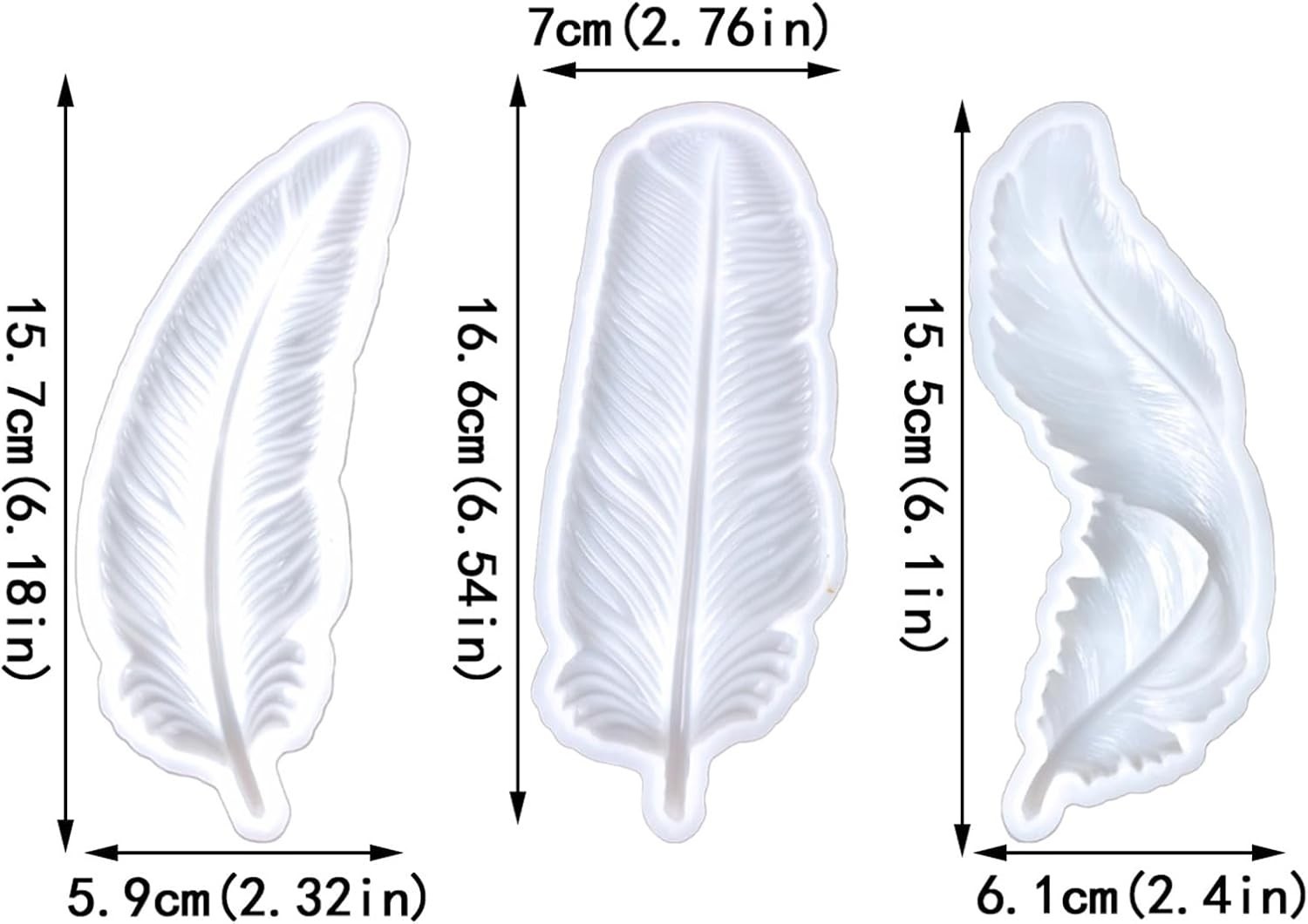 3PCS Feather Resin Mold 3D Feather Shape Silicone Molds for Epoxy Resin Casting - Image 3