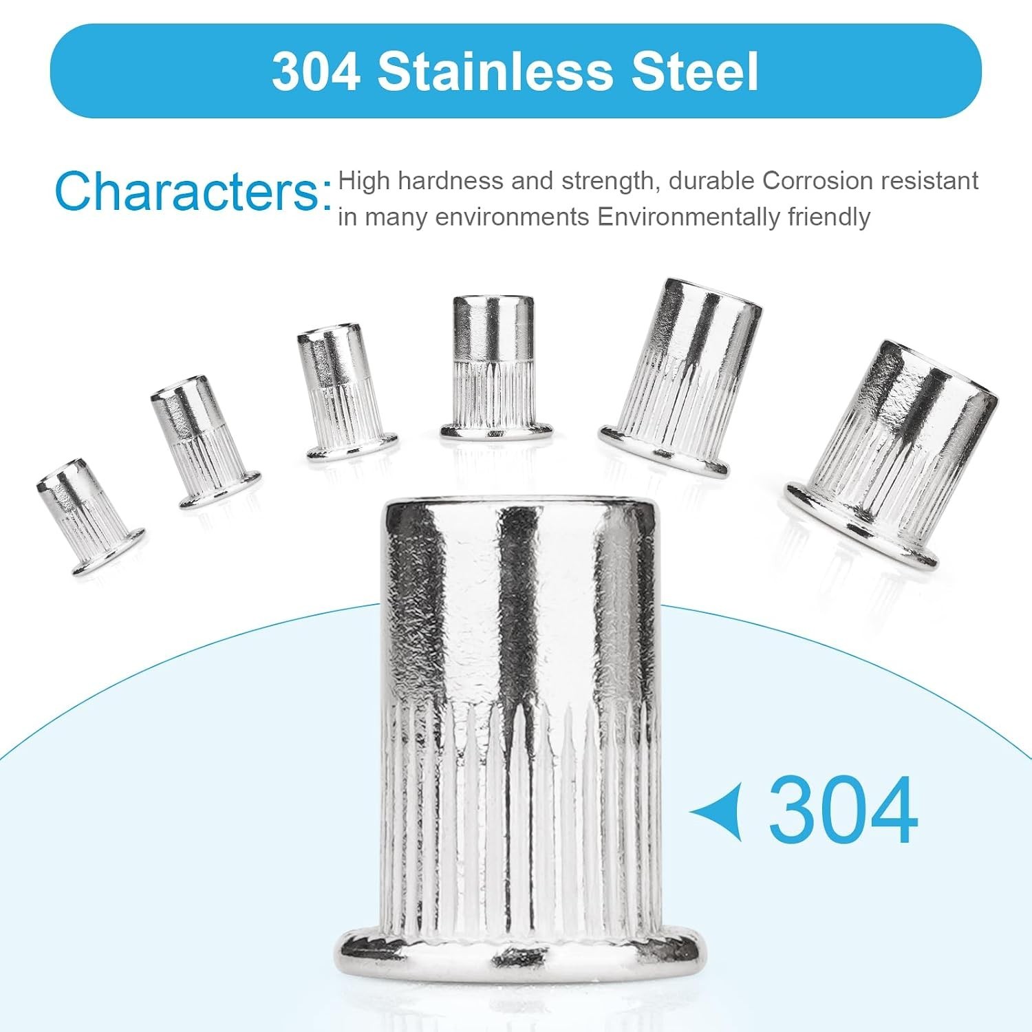 1/4"-20 Rivet Nut, 100Pcs 304 Stainless Steel Flat Head Rivnut Threaded Inser... - Image 3