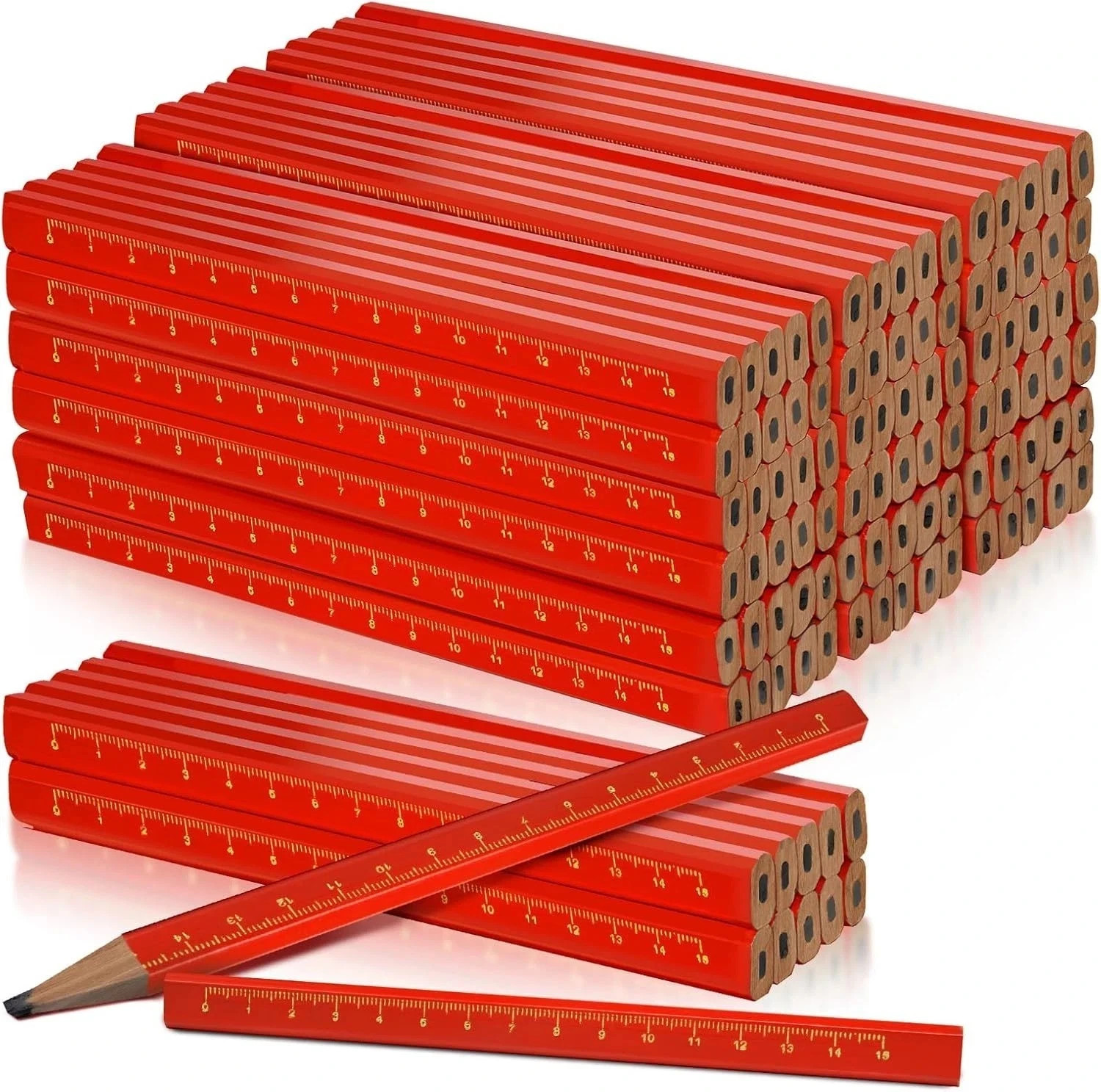 100 Pcs Heavy Duty Octagonal Hard Black Carpenter Pencils for Woodworking and Co