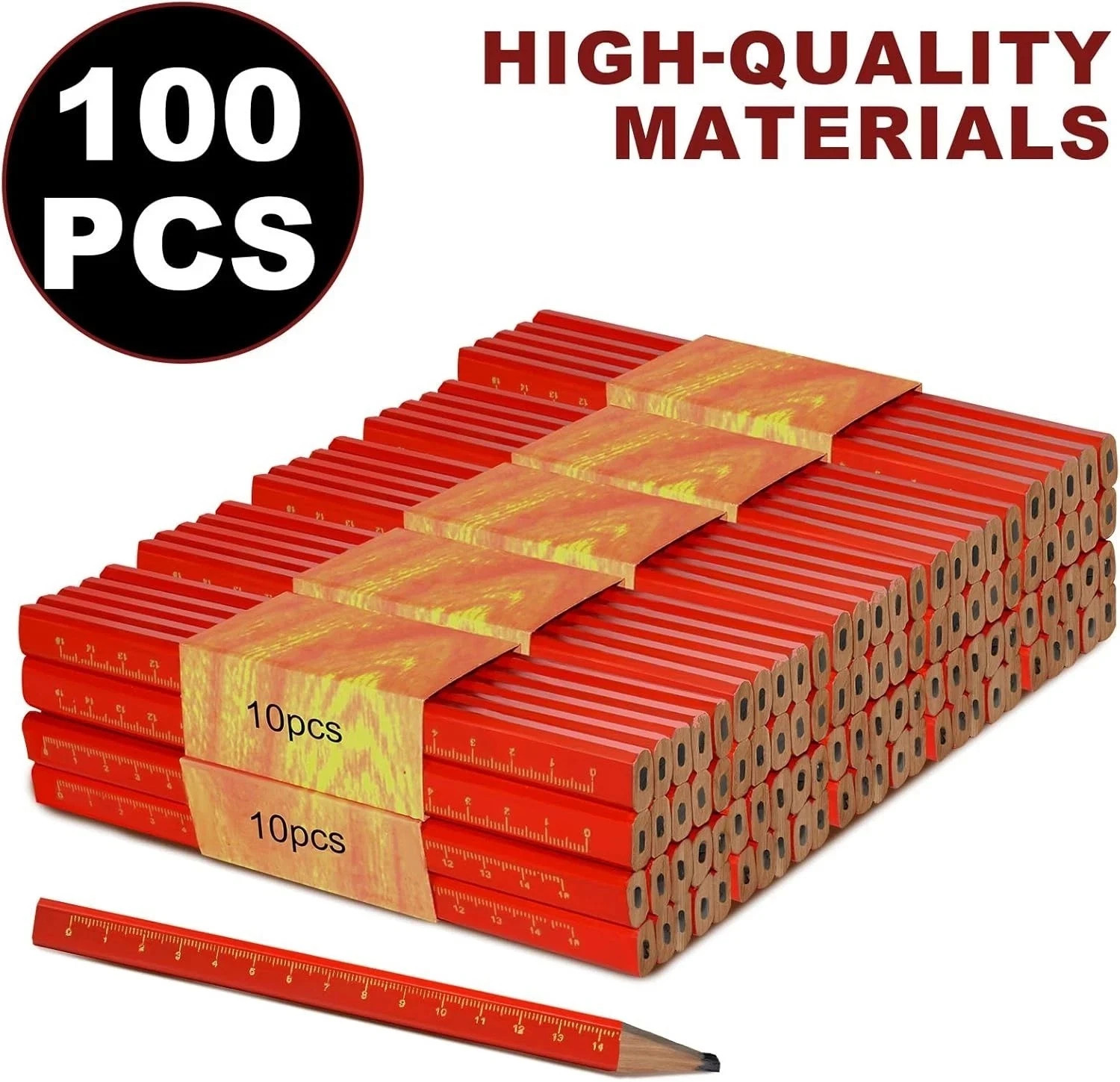 100 Pcs Heavy Duty Octagonal Hard Black Carpenter Pencils for Woodworking and Co - Image 2