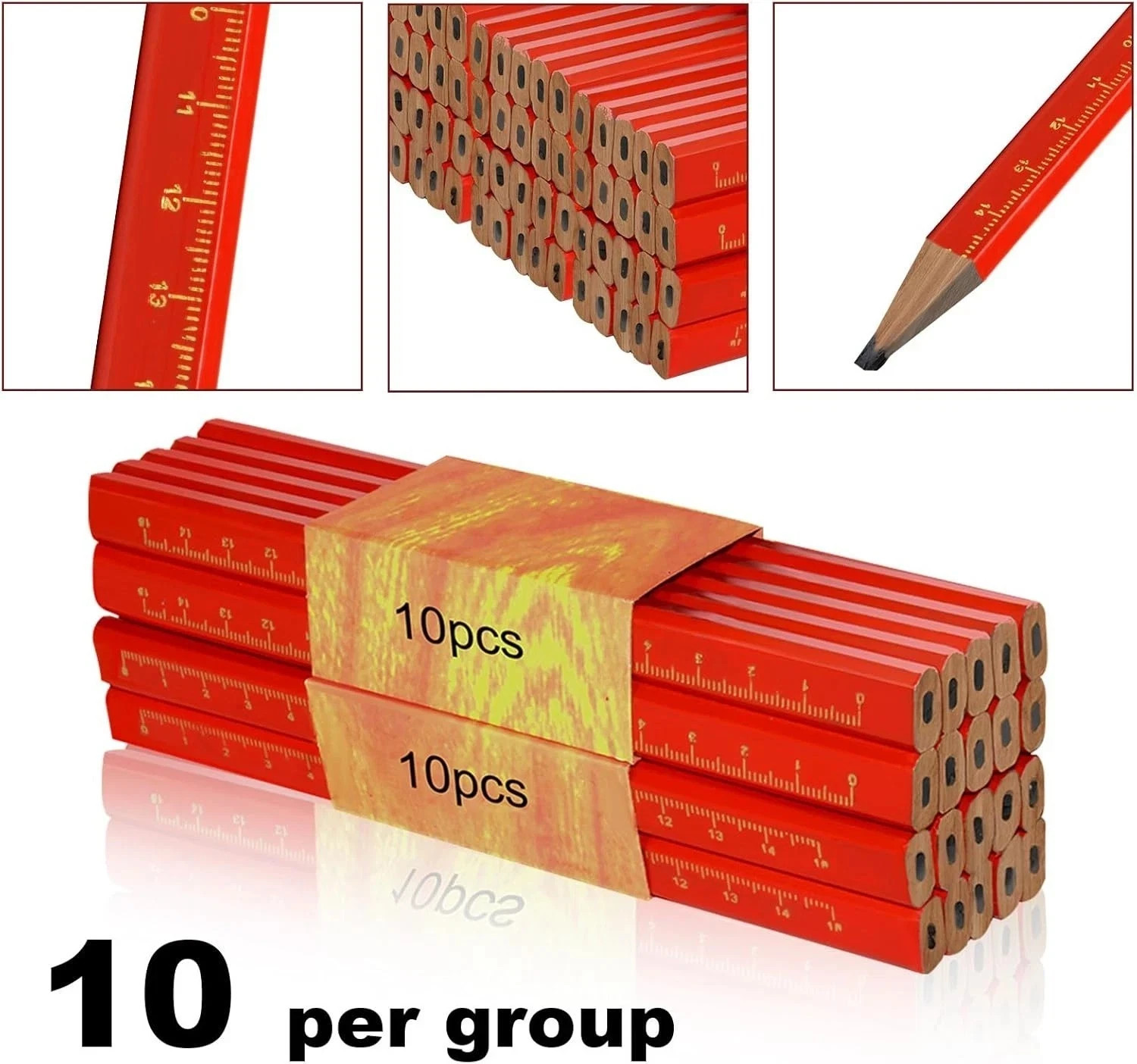100 Pcs Heavy Duty Octagonal Hard Black Carpenter Pencils for Woodworking and Co - Image 4