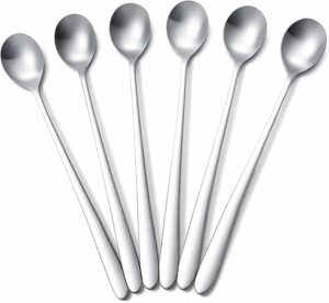 Iced Tea Spoons Set of 6, 6.9 Inch Long Handle Stainless Steel Stirring Spoons