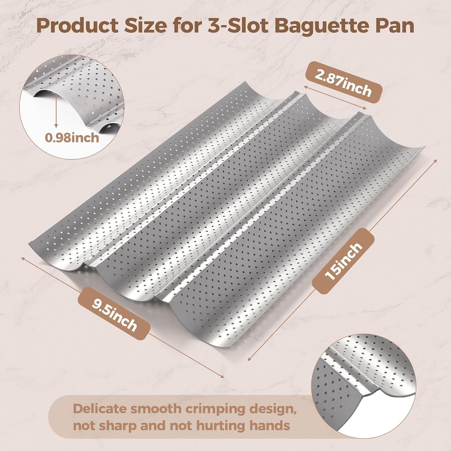 Baguette Bread Pan Premium Nonstick Perforated French Bread Baguette Baking Pan - Image 2
