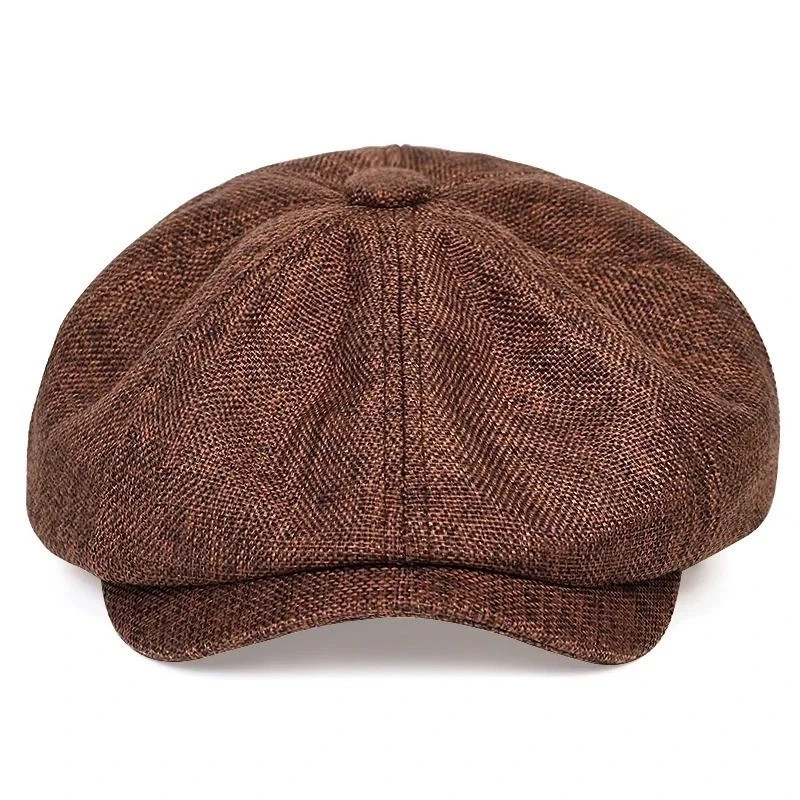 Newsboy Hat Flat Cap Driver Herringbone Tweed Plain Wool Baker Boy Classic Golf - Image 3