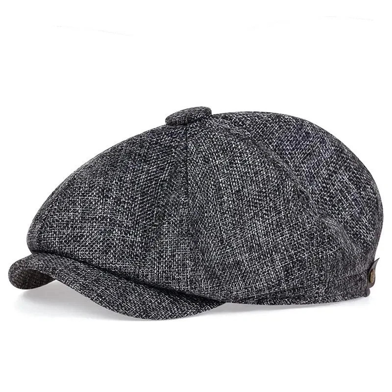 Newsboy Hat Flat Cap Driver Herringbone Tweed Plain Wool Baker Boy Classic Golf - Image 6