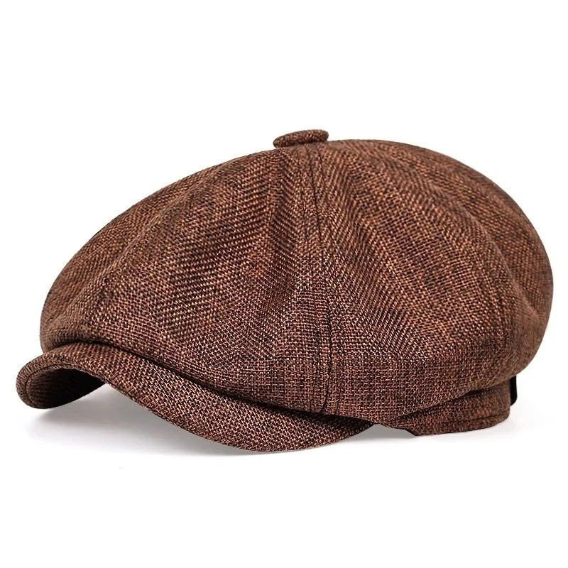 Newsboy Hat Flat Cap Driver Herringbone Tweed Plain Wool Baker Boy Classic Golf - Image 10