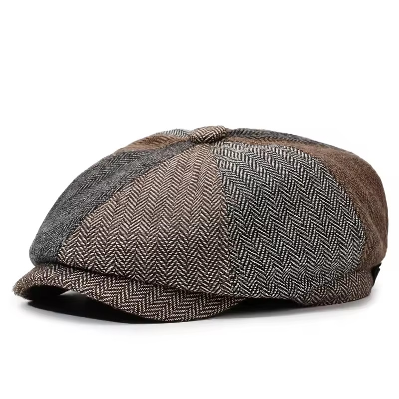Newsboy Hat Flat Cap Driver Herringbone Tweed Plain Wool Baker Boy Classic Golf - Image 15