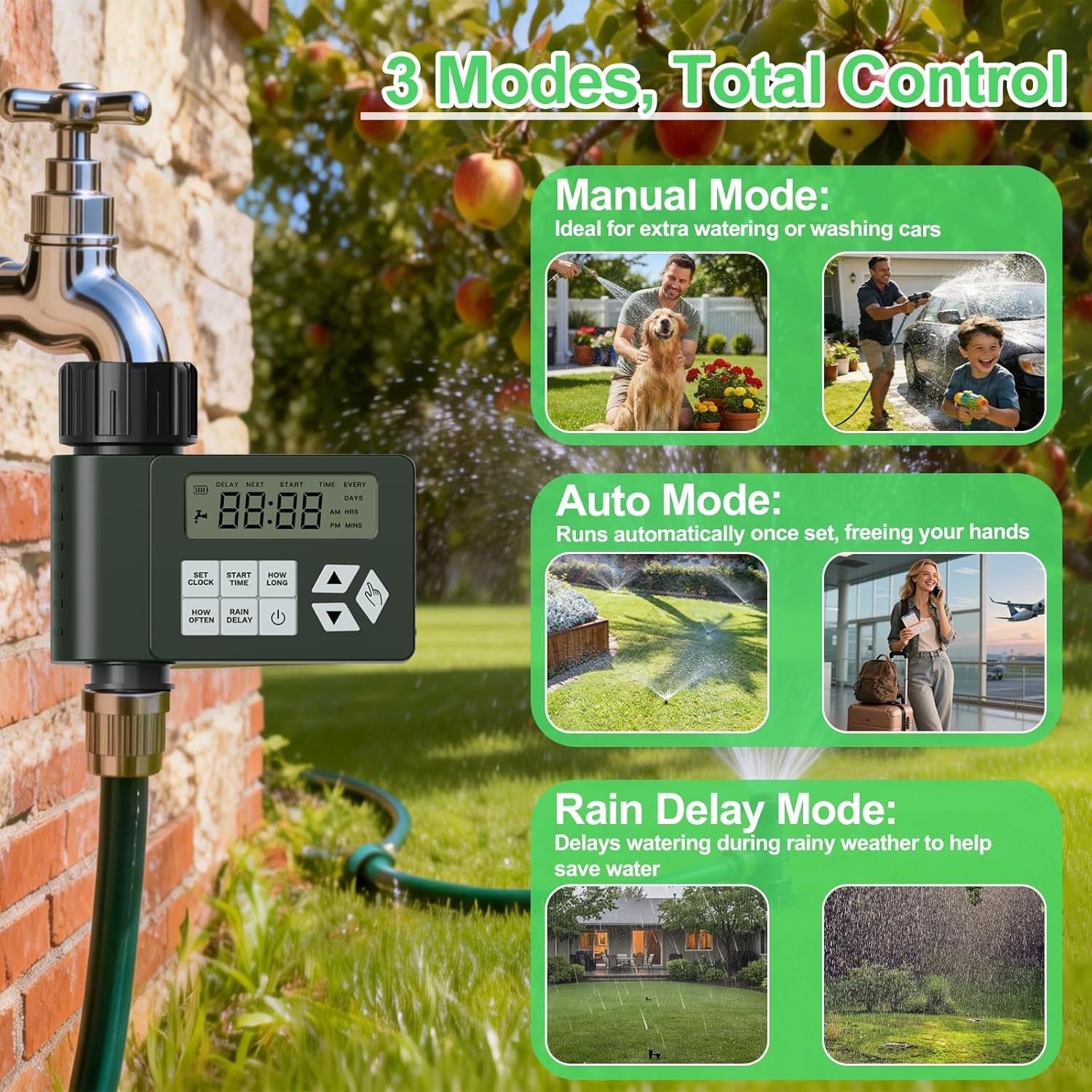 Hose Faucet Water Timer for Outdoor Garden, Ortis Programmable Sprinkler Time... - Image 3