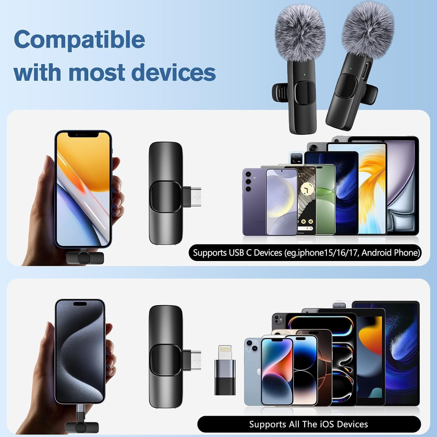 Professional Wireless Microphone for iPhone,iPad,An<wbr/>droid, Lavalier Lapel Mic for - Image 4