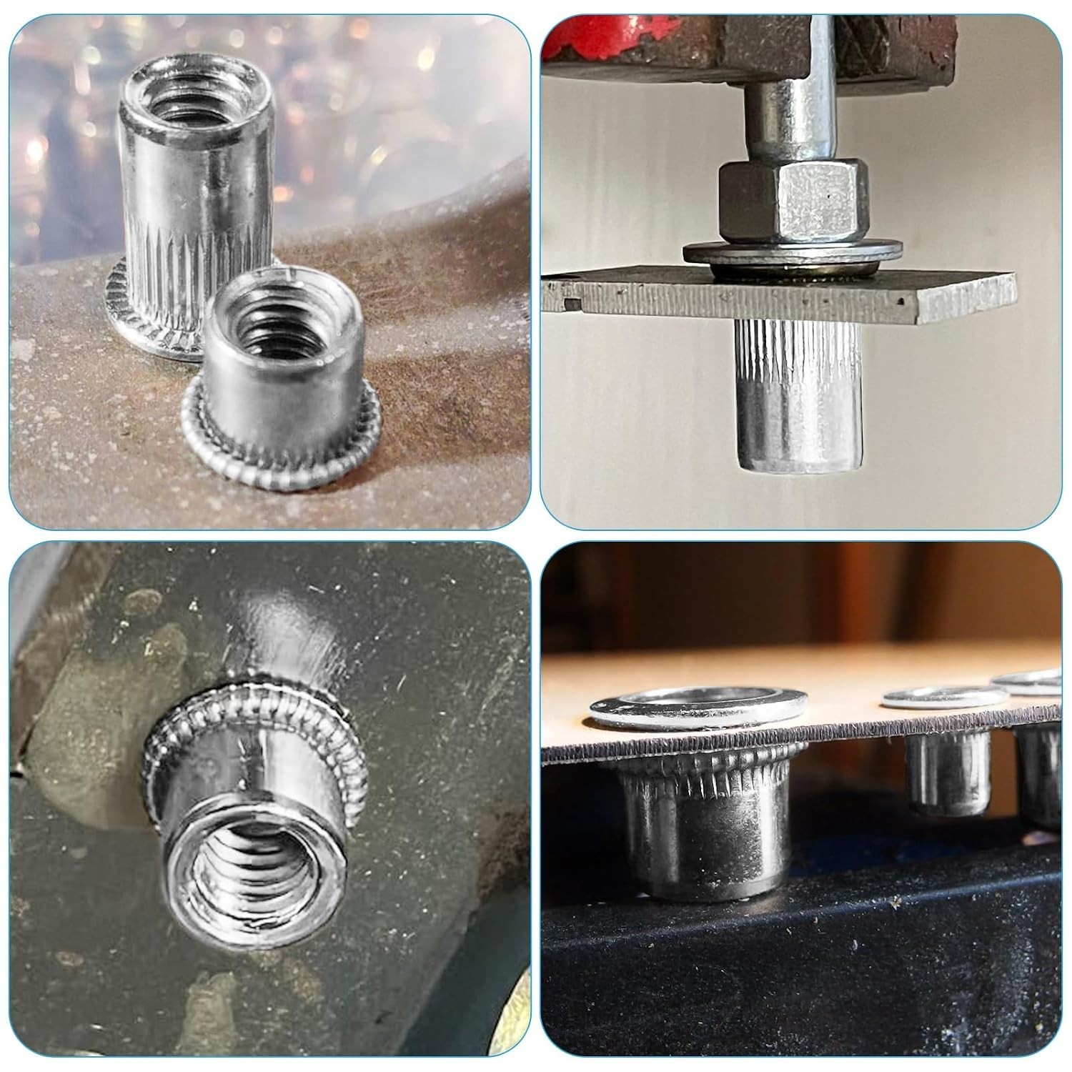 1/4"-20 Rivet Nut, 100Pcs 304 Stainless Steel Flat Head Rivnut Threaded Inser... - Image 4