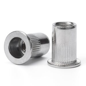 1/4"-20 Rivet Nut, 100Pcs 304 Stainless Steel Flat Head Rivnut Threaded Inser...