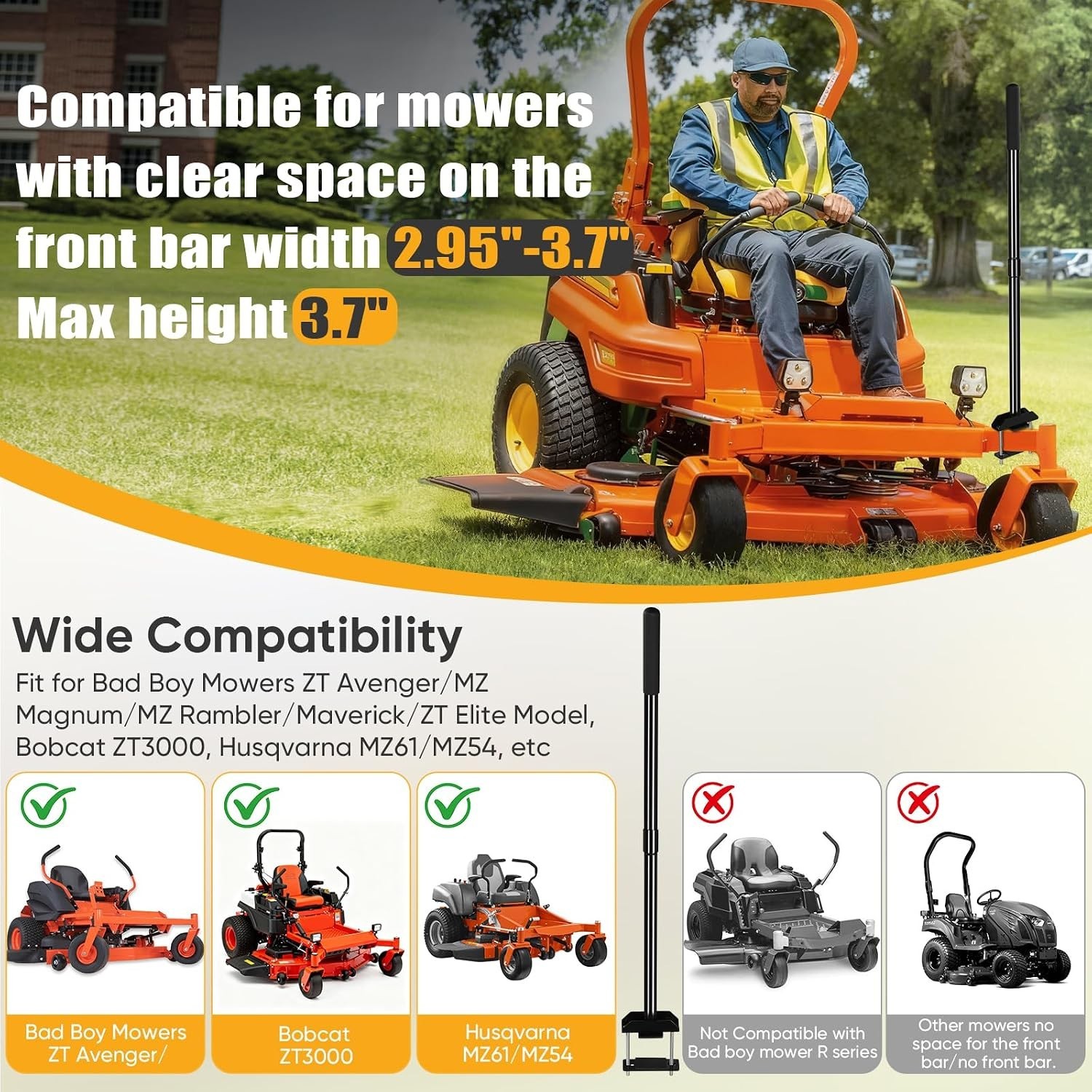 Mower Mount Assist Handle, Adjustable Grab Bar Zero Turn Mower Accessories, Get - Image 3