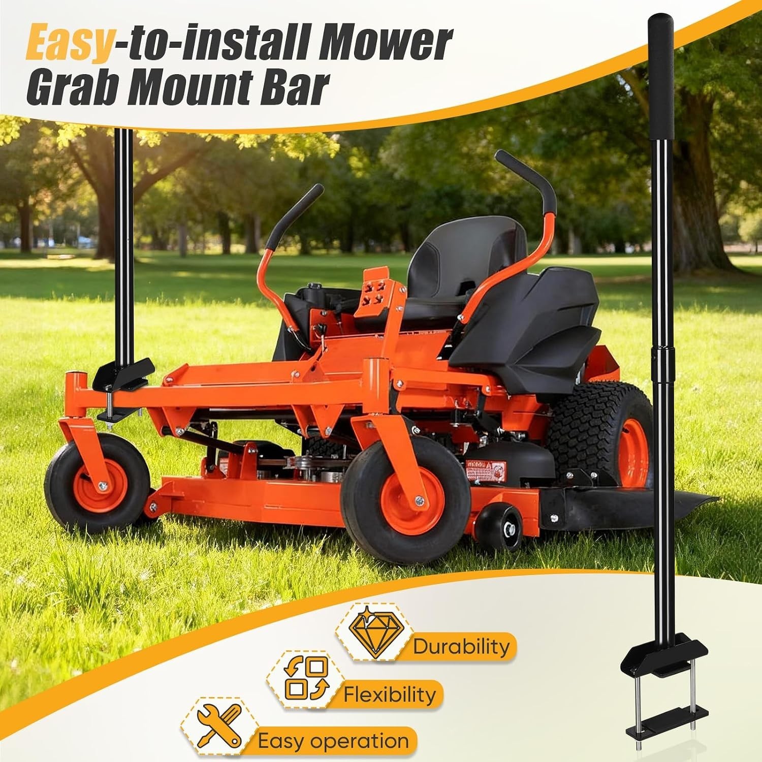 Mower Mount Assist Handle, Adjustable Grab Bar Zero Turn Mower Accessories, Get - Image 6