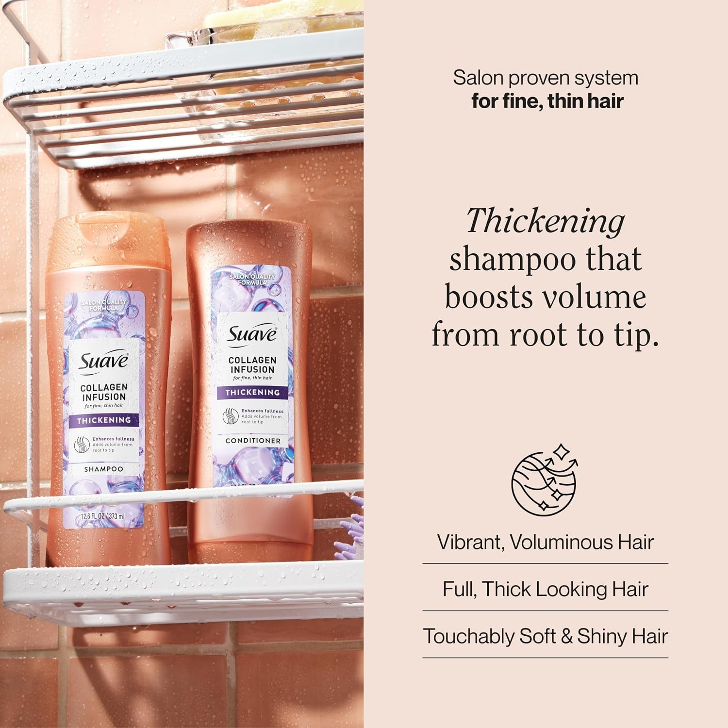 Suave Professionals Thickening Shampoo Collagen 12.6 Fl Oz (Pack of 1), N/A - Image 2