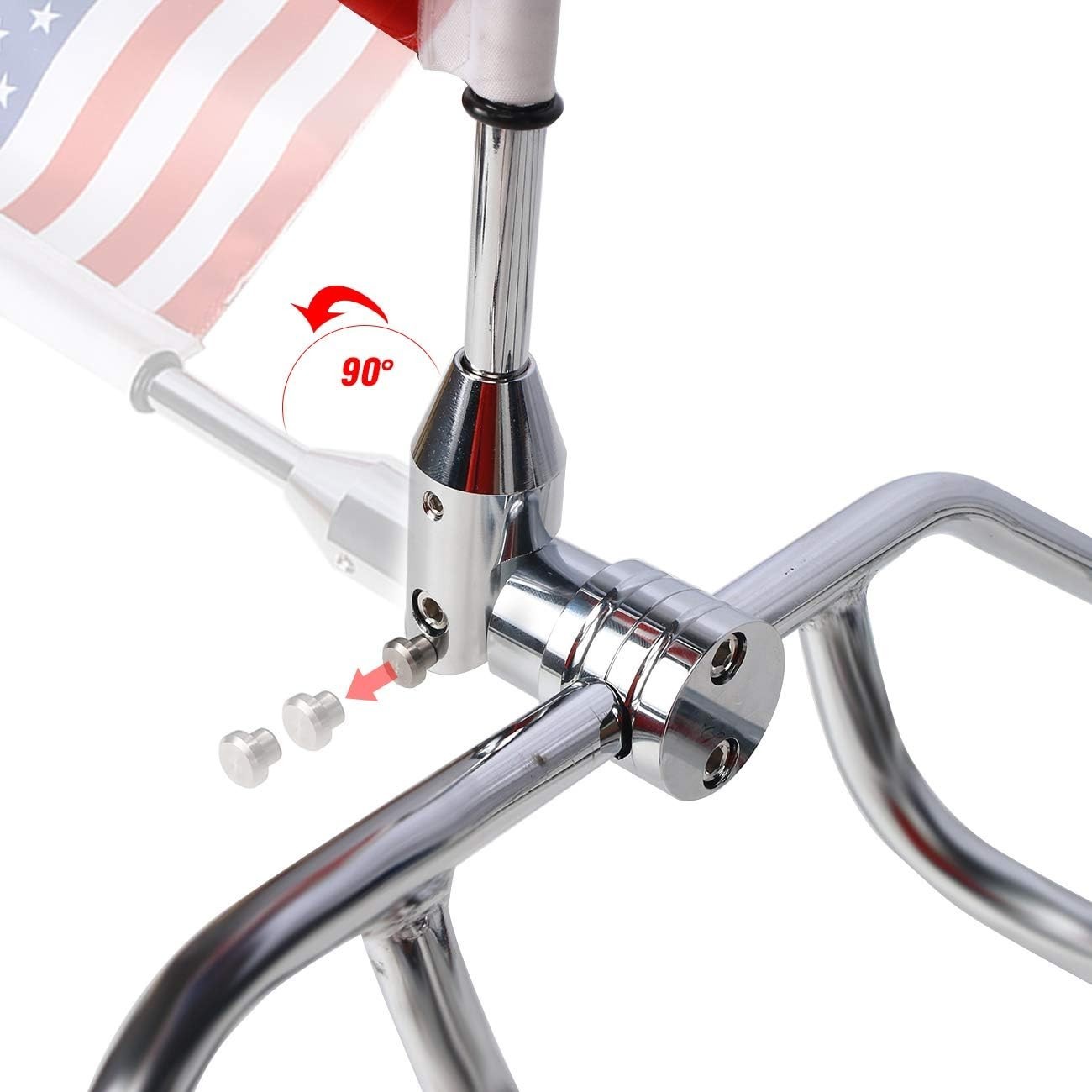 2 Pack Motorcycle Flag Pole Fold Down 90° with American Flag and Pow-mia Fl - Image 2