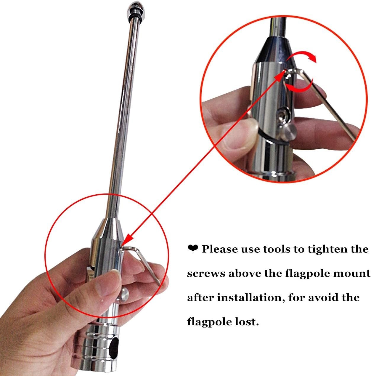 2 Pack Motorcycle Flag Pole Fold Down 90° with American Flag and Pow-mia Fl - Image 7