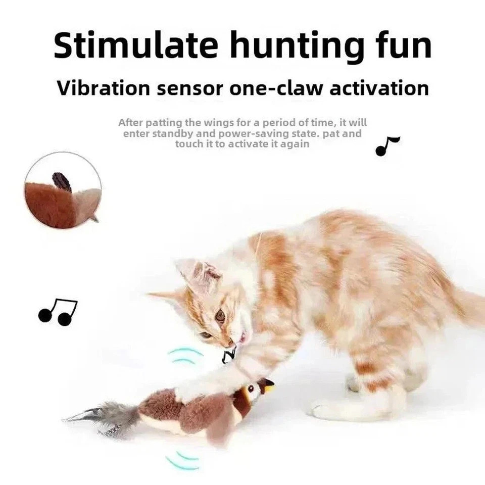 USB Interactive Flying Bird Cat Toys Electronic Pet Simulation Sparrow Toy - Image 4