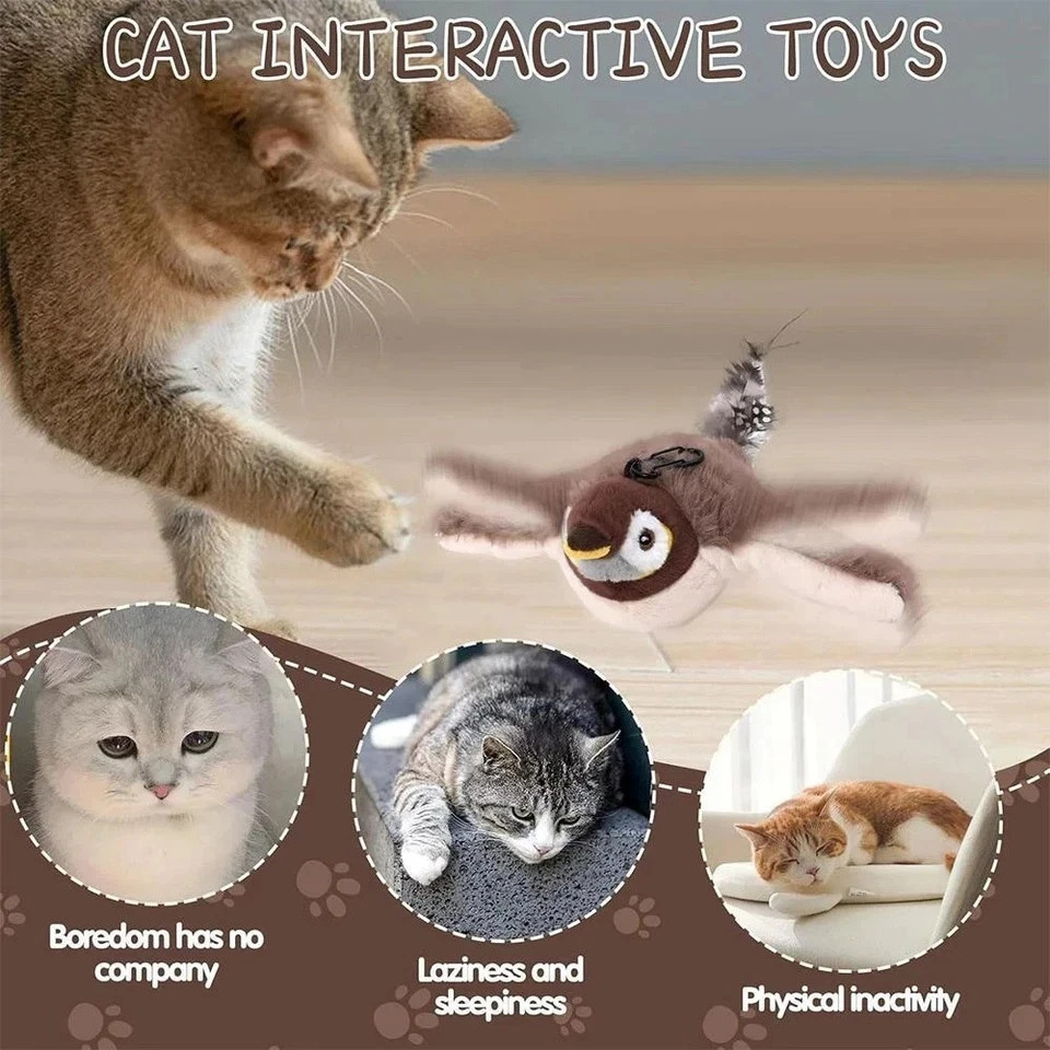 USB Interactive Flying Bird Cat Toys Electronic Pet Simulation Sparrow Toy - Image 6