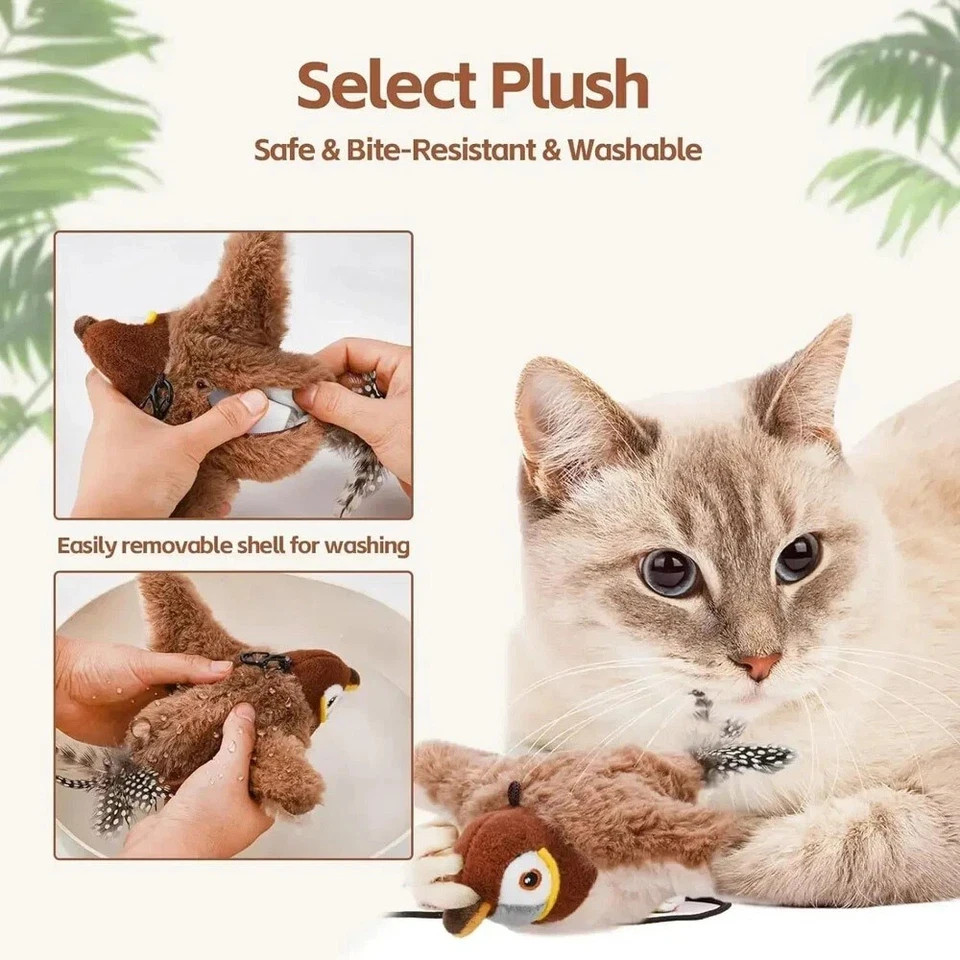 USB Interactive Flying Bird Cat Toys Electronic Pet Simulation Sparrow Toy - Image 8