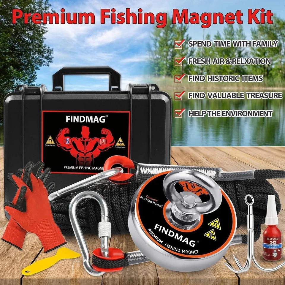 Magnet Fishing Kit with Case Fishing Magnets 1000 Lbs Pulling Force Super Strong - Image 3