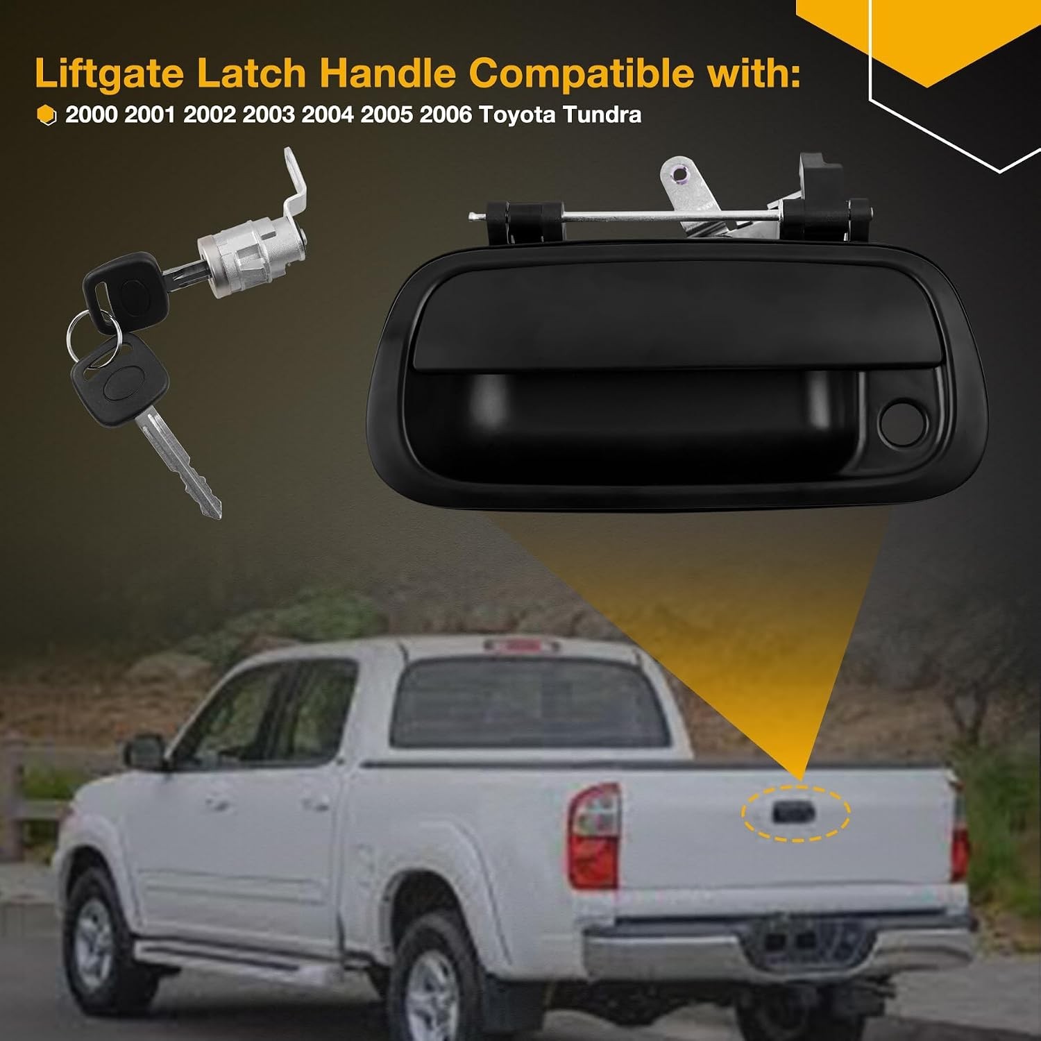 Tailgate Handle Liftgate Latch w Lock Cylinder 2 Keys 2000-2006 Toyota Tundra - Image 6