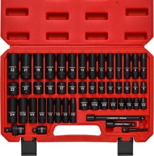 3/8 In. 50 Piece Milwaukee 6 Point Impact Socket Ratchet Drive and Metric Set
