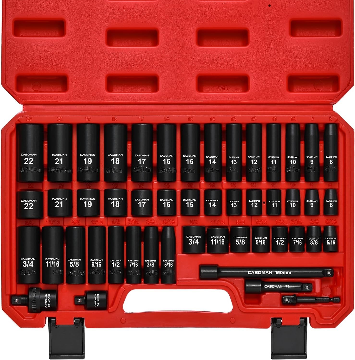 3/8 In. 50 Piece Milwaukee 6 Point Impact Socket Ratchet Drive and Metric Set