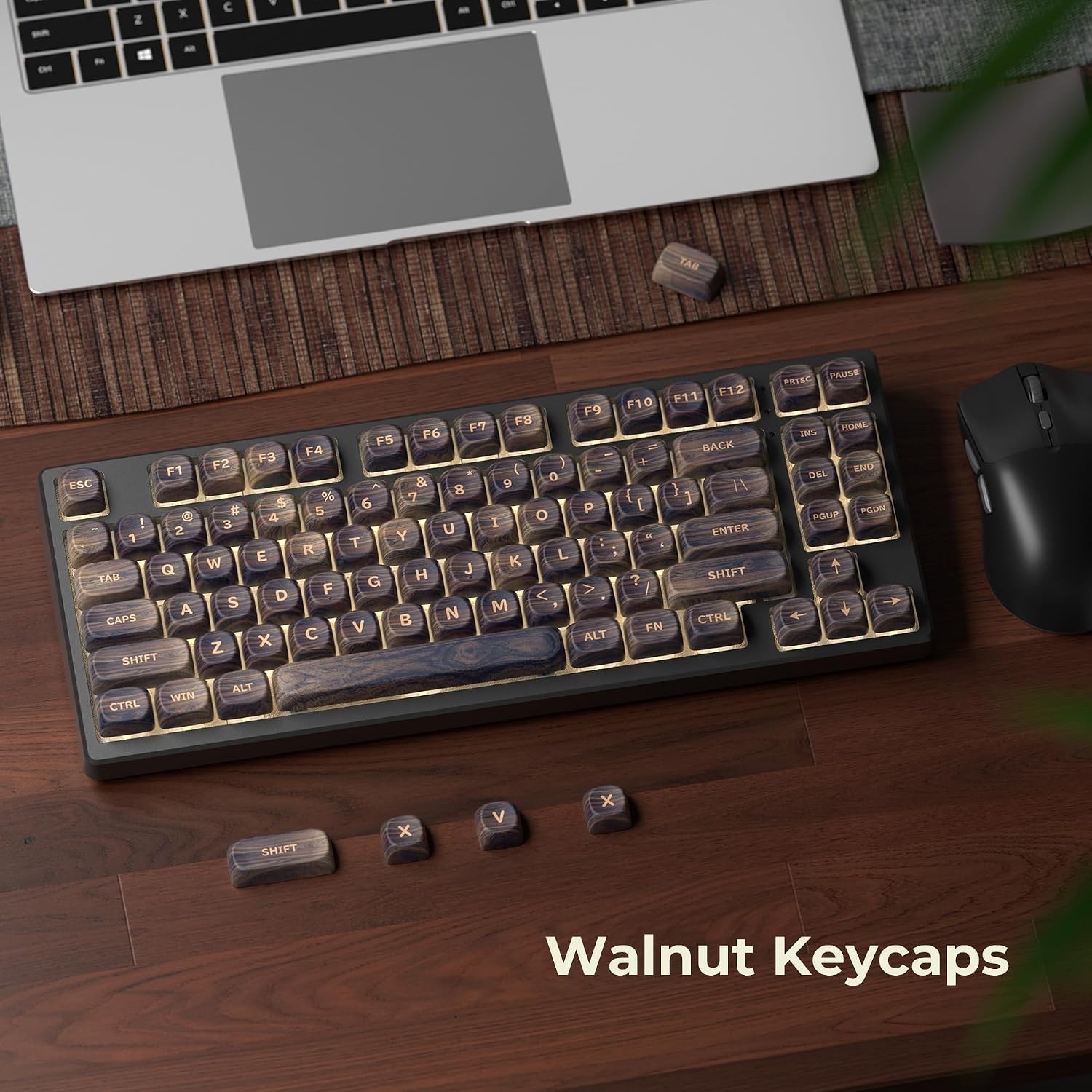 MOA Profile Wood Grain Keycaps,XVX PBT Keycaps 130pcs Retro Keycap Set for Me... - Image 4
