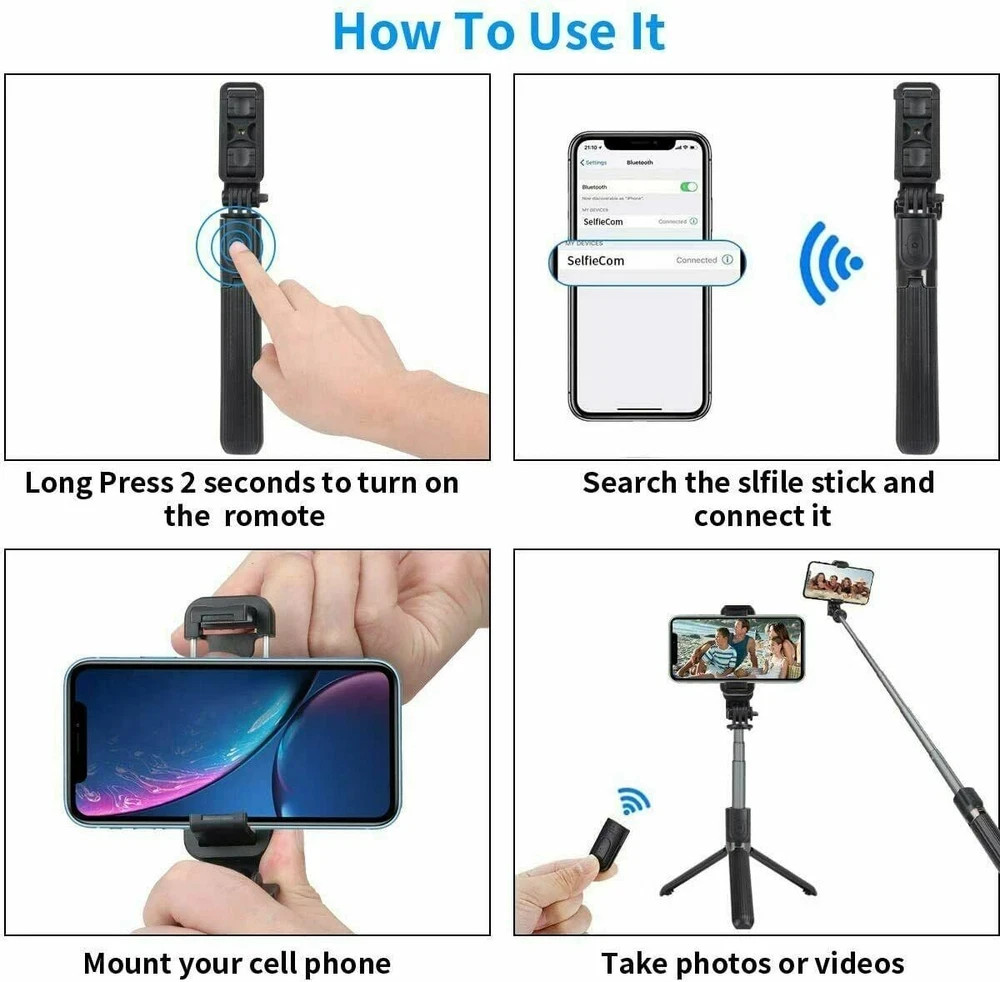 Selfie Stick Tripod Remote Desktop Stand Cell Phone Holder For US - Image 2