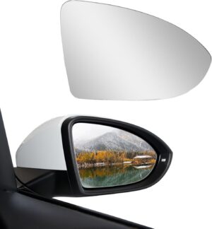 Passenger Right Side Heated Mirror Glass Compatible With Golf MK7 / 2015-2021 Go