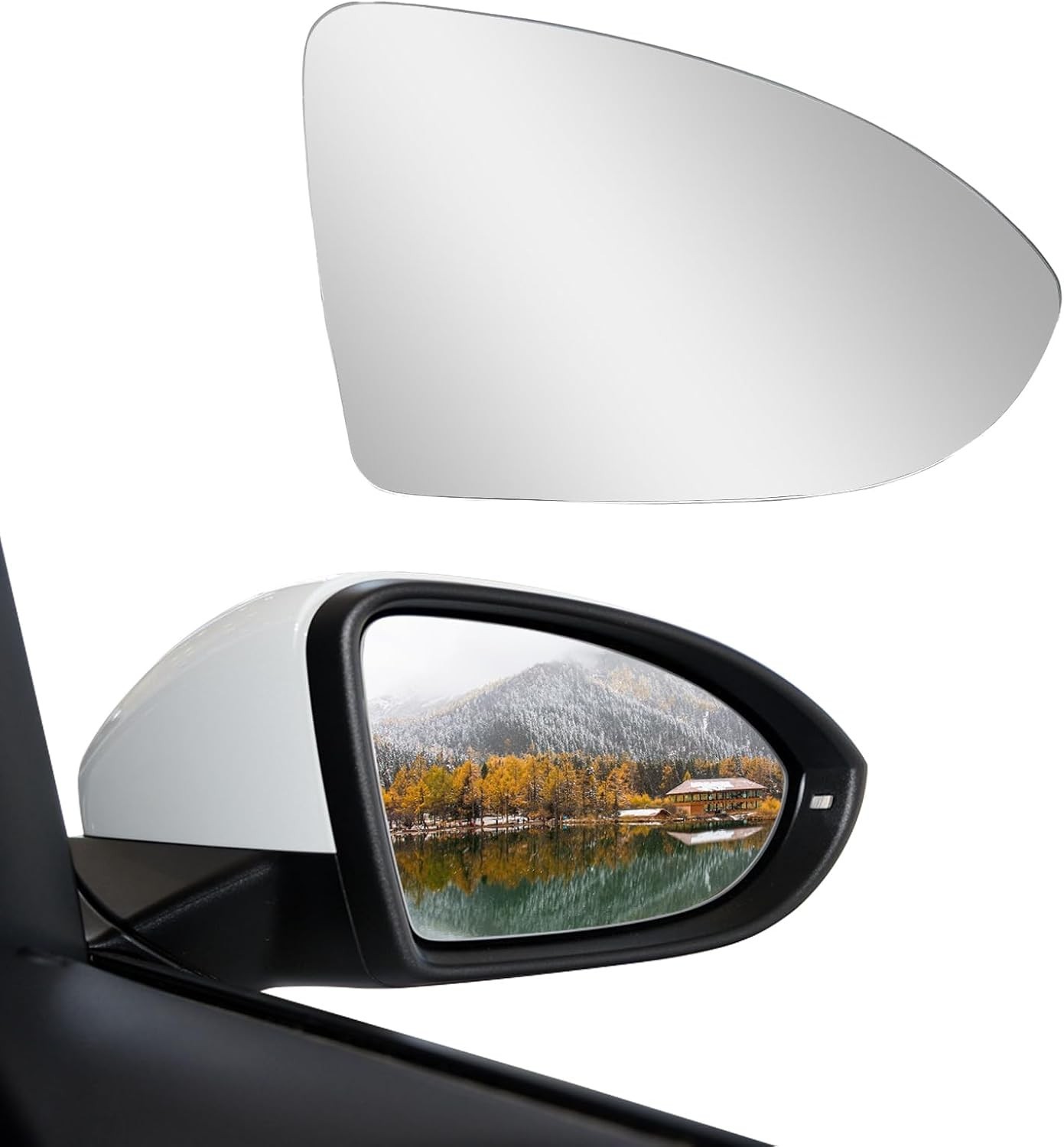 Passenger Right Side Heated Mirror Glass Compatible With Golf MK7 / 2015-2021 Go