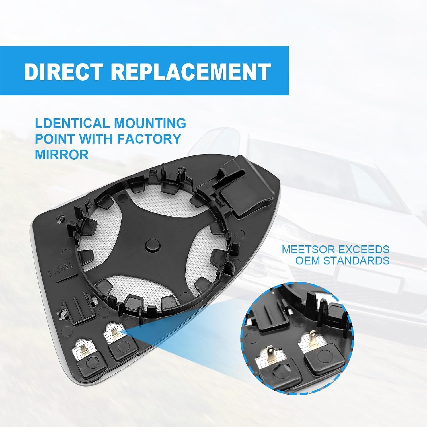 Passenger Right Side Heated Mirror Glass Compatible With Golf MK7 / 2015-2021 Go - Image 3