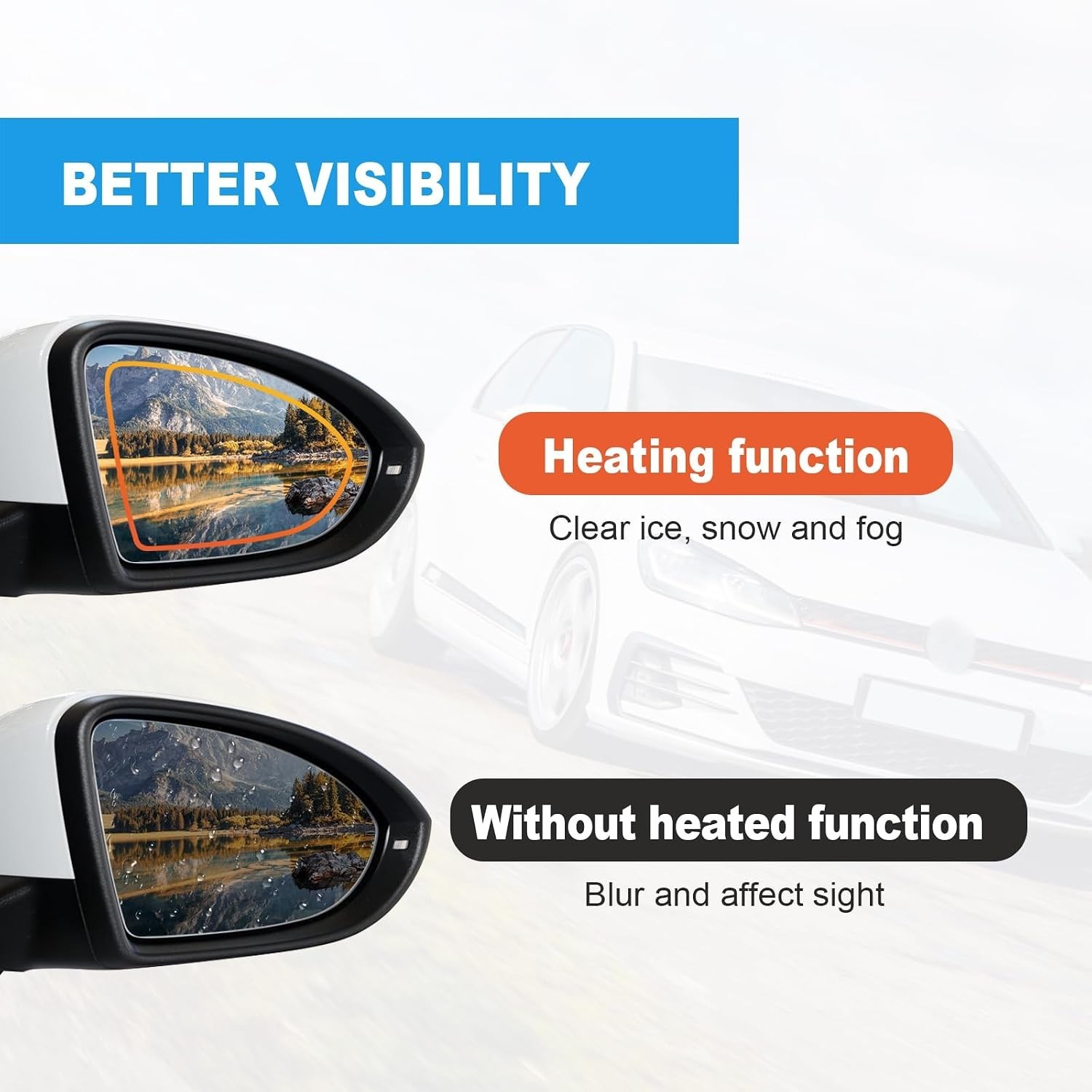 Passenger Right Side Heated Mirror Glass Compatible With Golf MK7 / 2015-2021 Go - Image 6