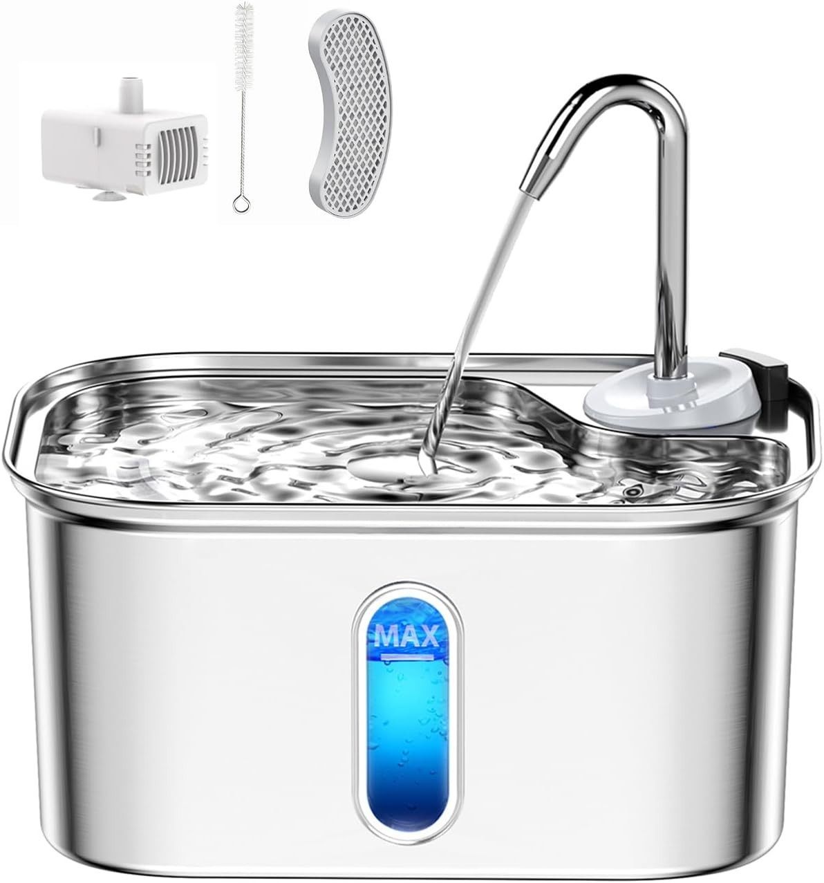 2.5L/85Oz Cat Water Fountain Stainless Steel Quiet | Kitty Spout Cat F
