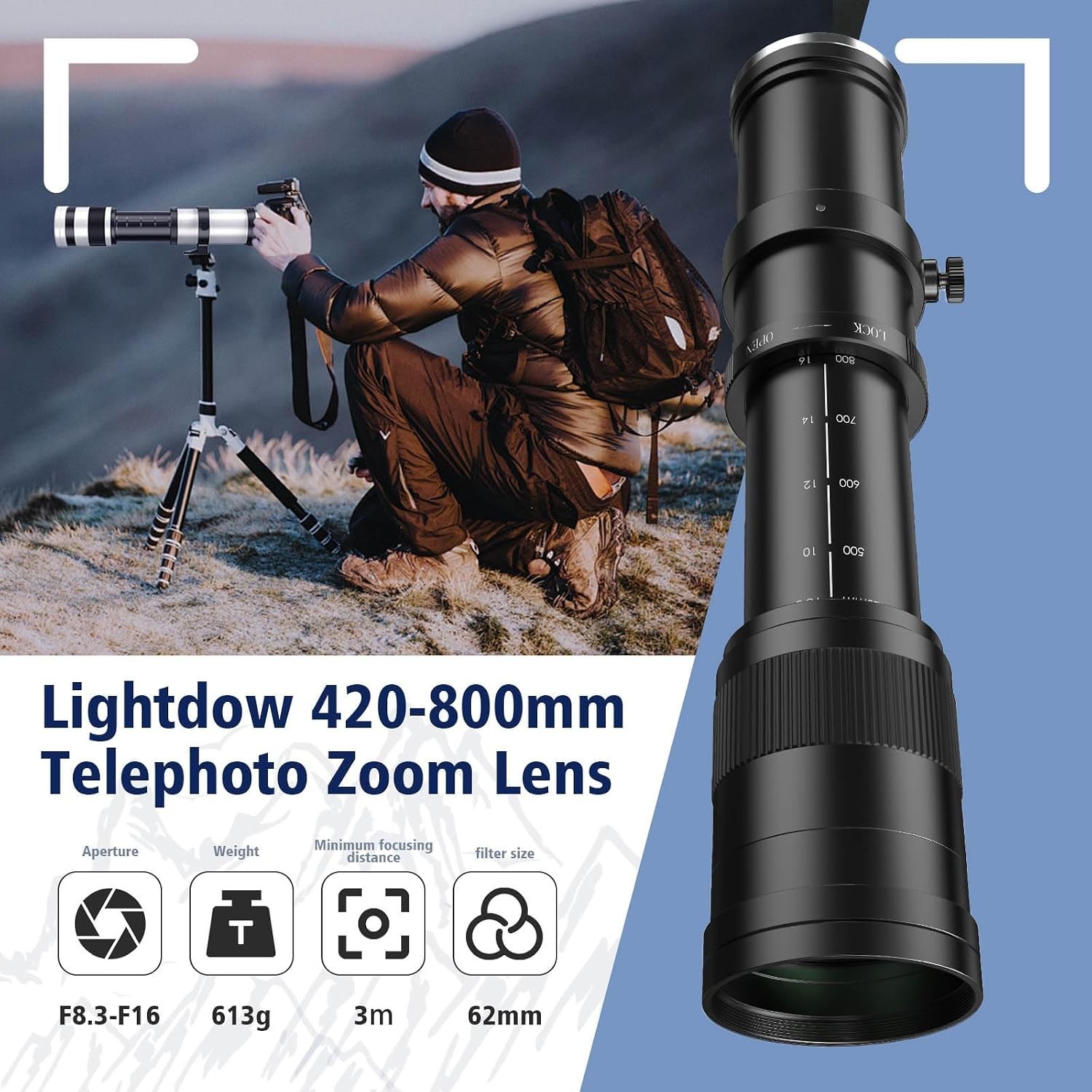 EF/EF-S 420-800Mm F8.3 Telephoto Zoom Lens(Mf) for Canon EOS Rebel T8I/T7I/T7/T6 - Image 4