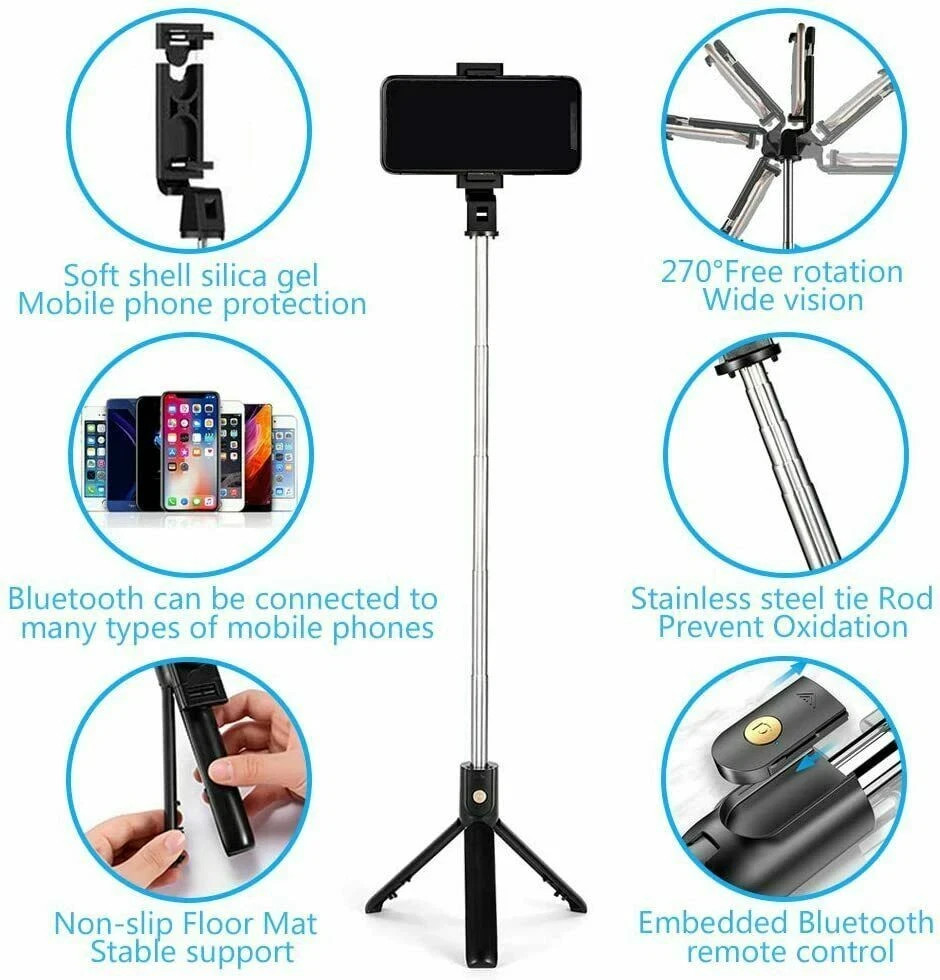 Selfie Stick Tripod Remote Desktop Stand Cell Phone Holder For US - Image 10