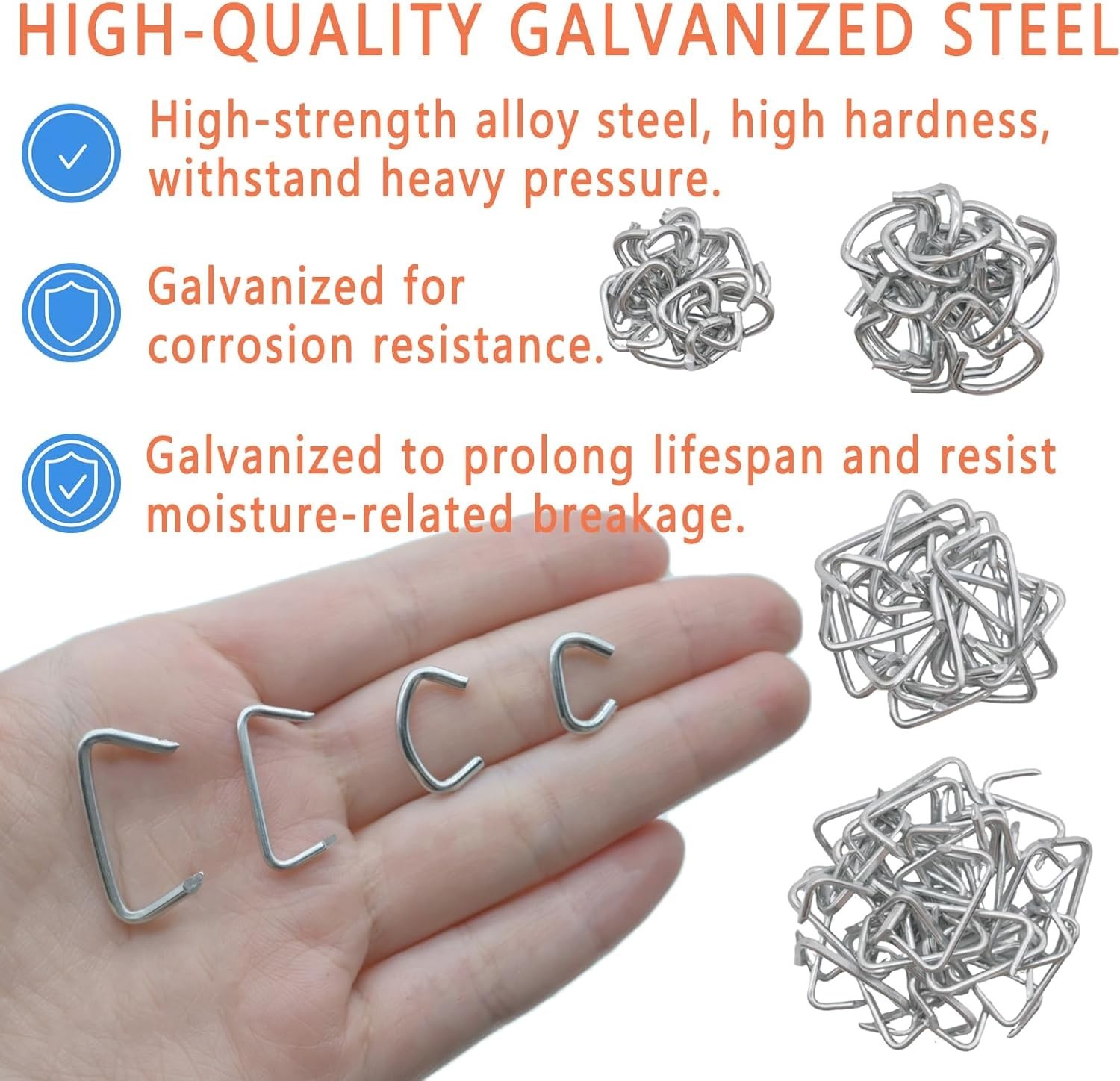 Bent Hog Ring Pliers Kit with 100 pcs Galvanized Hog Rings (3/8", 1/2", 3/4", - Image 4