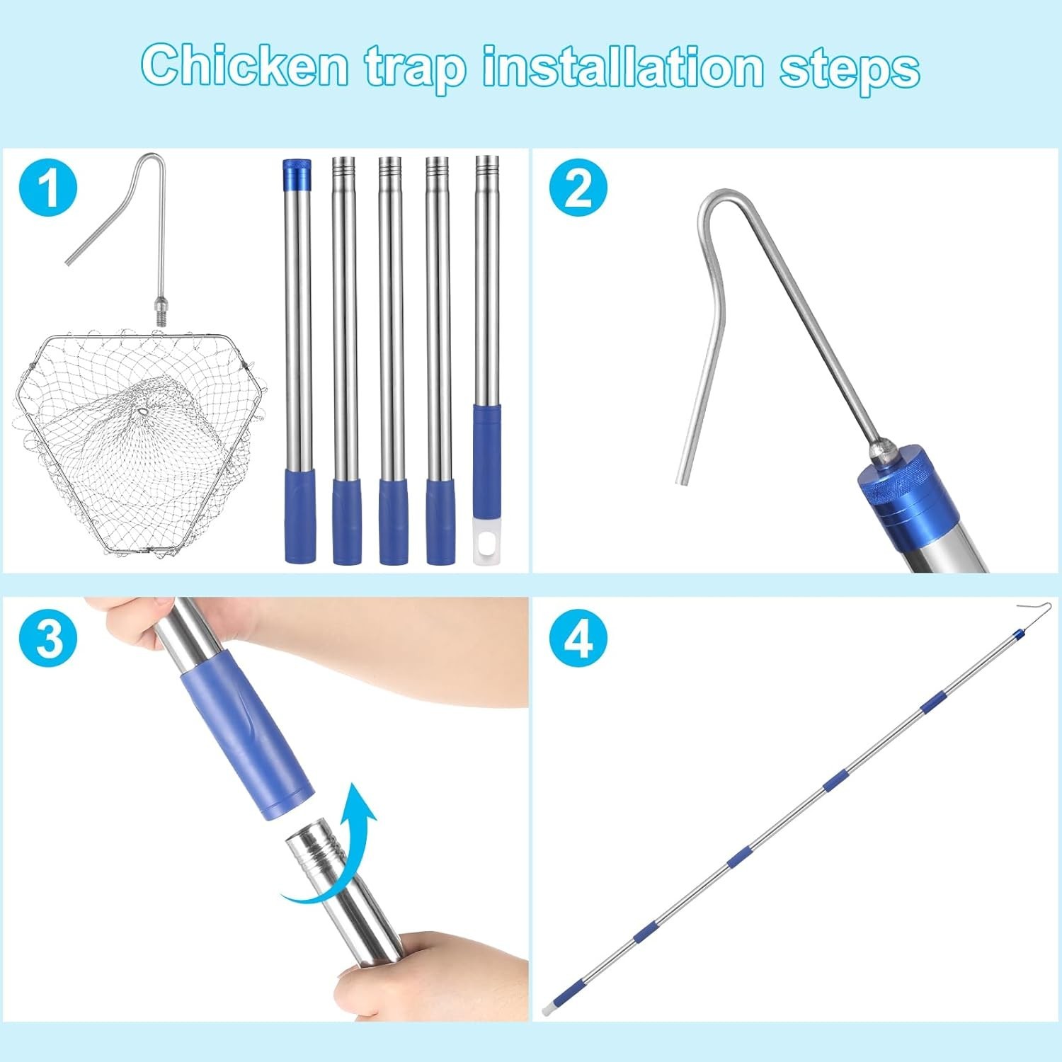 Chicken Catching Net ,Chicken Catcher Leg Hook , Extendable from 33" to 75.5" Ma - Image 7