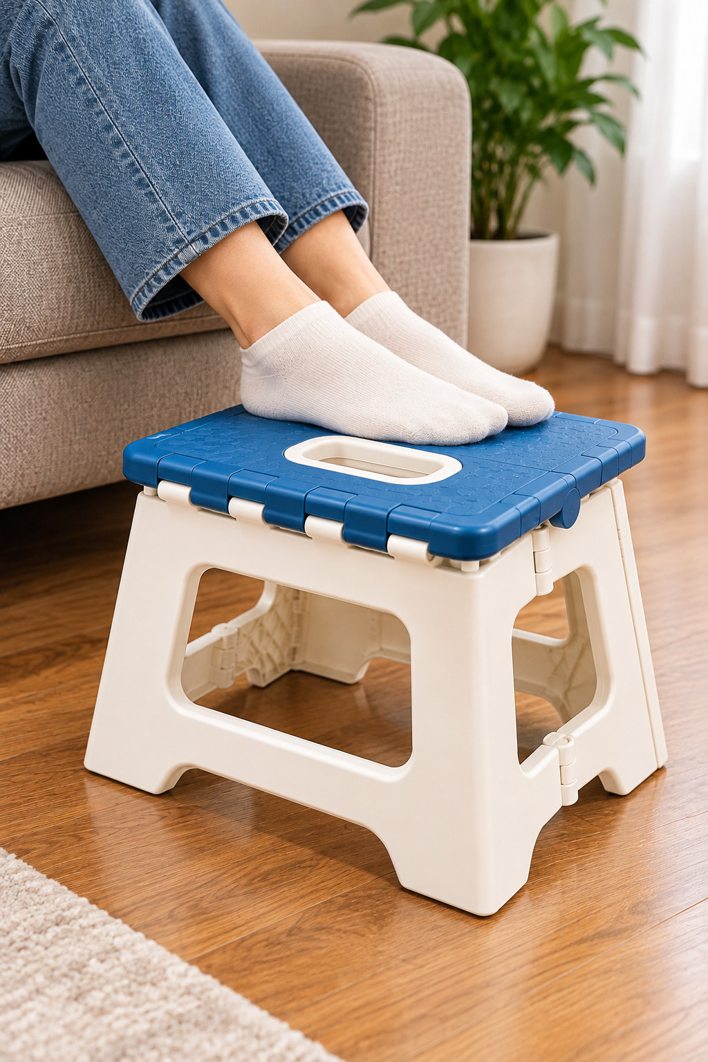 Folding Step Stool Plastic Portable Compact Stackable Chair for Kitchen, Bedroom - Image 4
