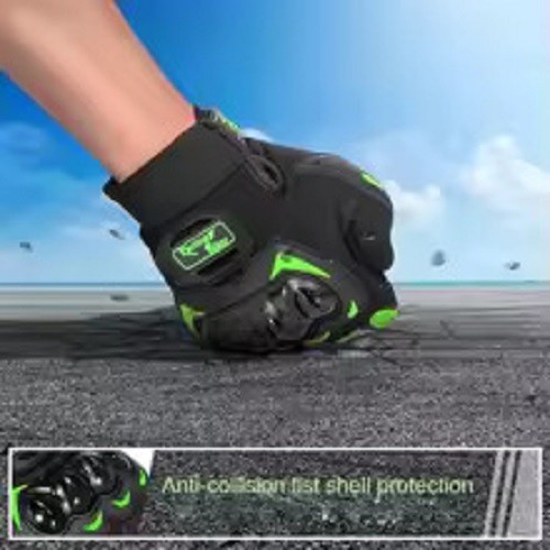 Motorcycle Touch Screen Green Waterproof Motorbike Racing Full Finger Gloves - Blue XL - Image 6