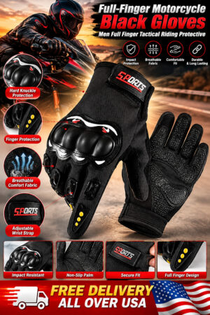 Full-Finger Motorcycle Black Gloves Men Full Finger Tactical Riding Protective