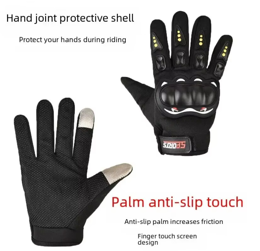 Full-Finger Motorcycle Black Gloves Men Full Finger Tactical Riding Protective - Image 3
