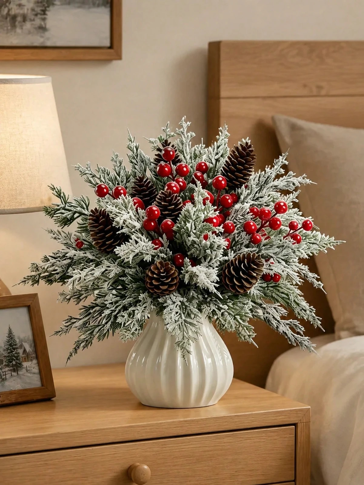 New 42pcs Christmas Artificial Floral Set Pinecones Red Berries Pine Branches - Image 5