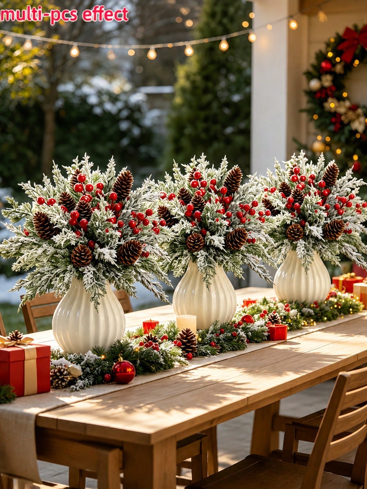 New 42pcs Christmas Artificial Floral Set Pinecones Red Berries Pine Branches - Image 8