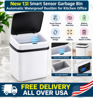 New 13l Smart Sensor Garbage Bin Automatic Waterproof Dustbin for Kitchen Office