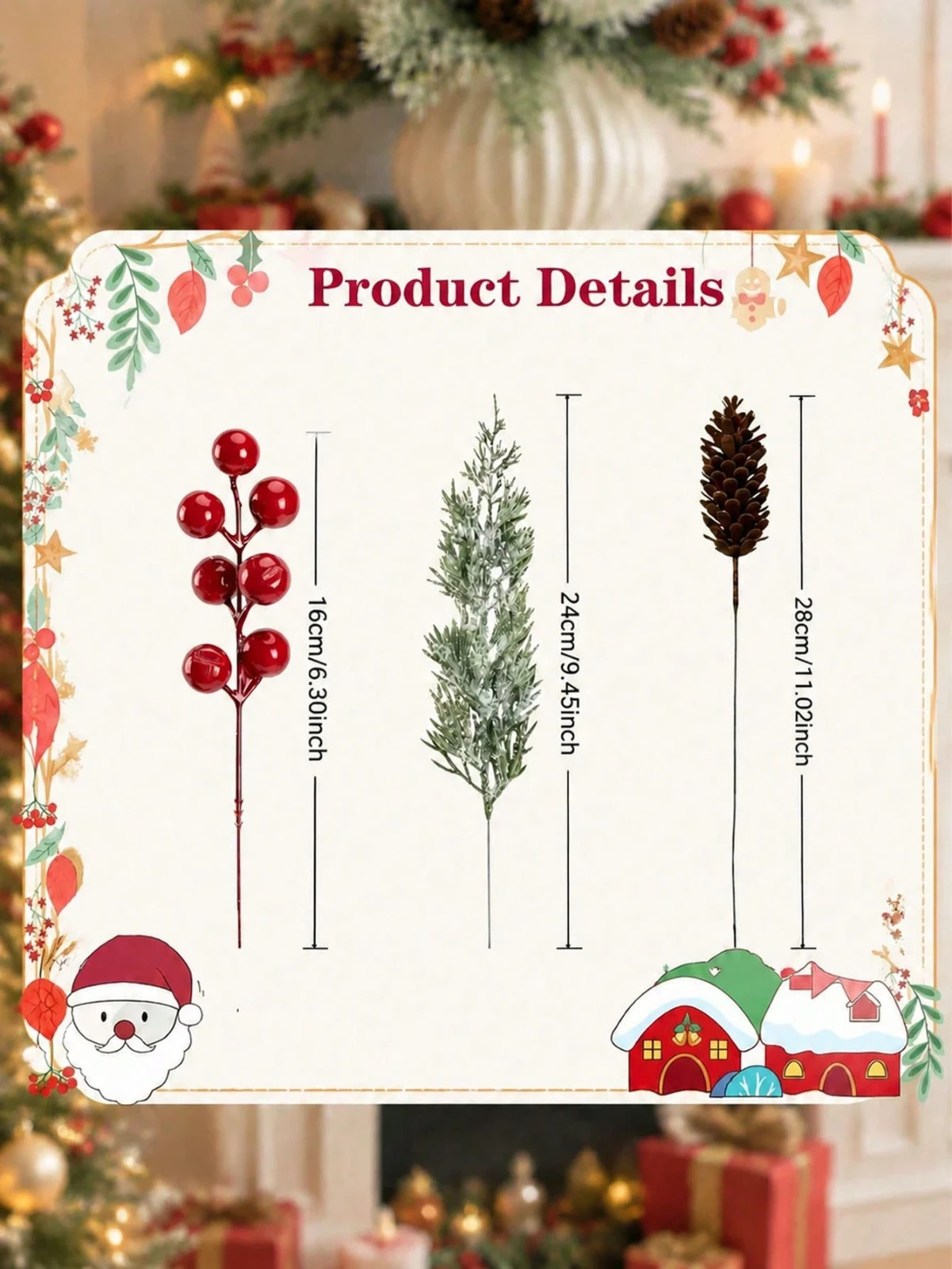 New 42pcs Christmas Artificial Floral Set Pinecones Red Berries Pine Branches - Image 9