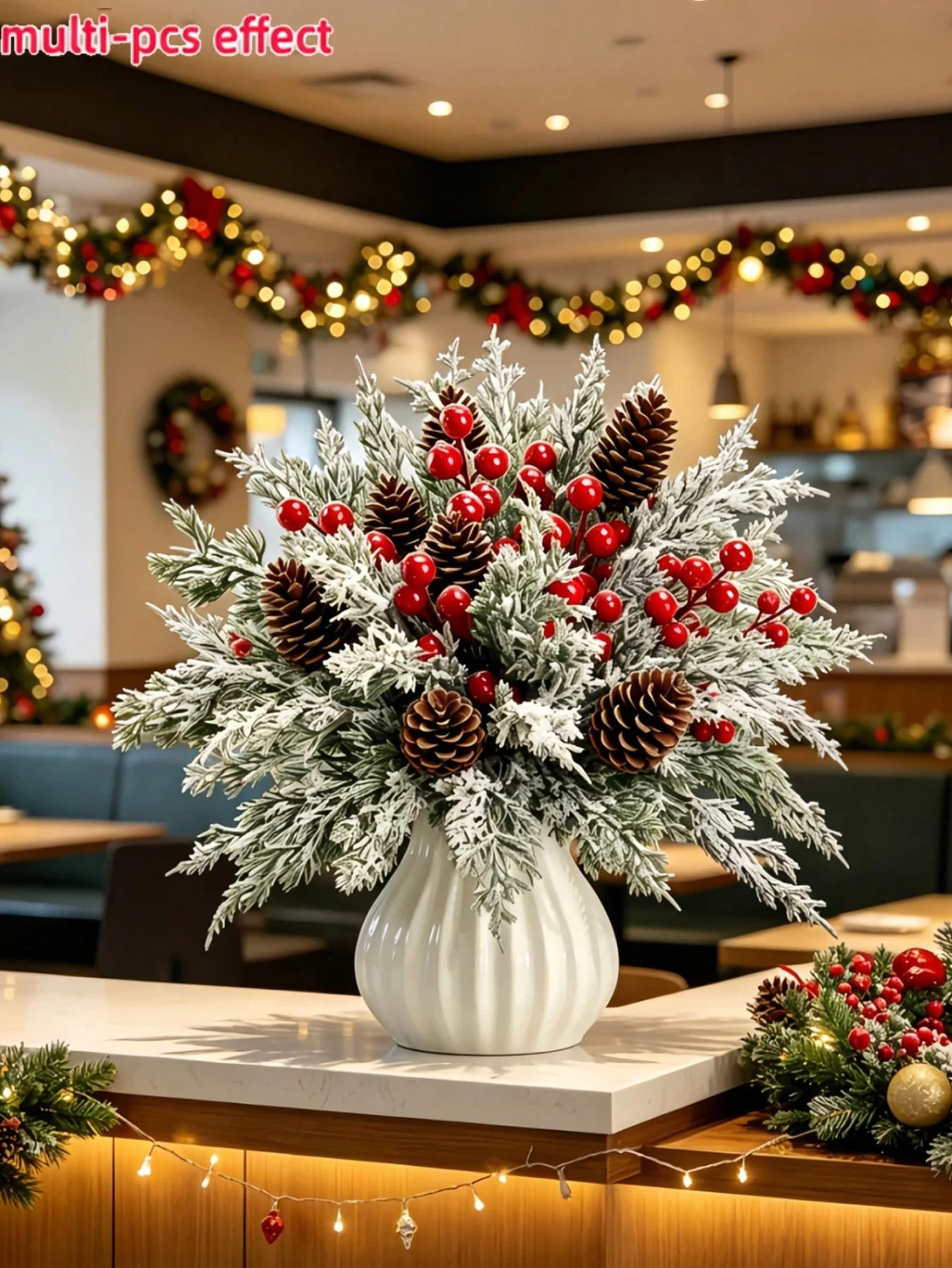New 42pcs Christmas Artificial Floral Set Pinecones Red Berries Pine Branches - Image 11